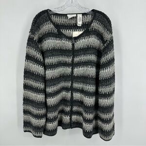 Liz Claiborne NWT Hand Crocheted Silk Angora Blend Cardigan Coat Gray Size 3X
